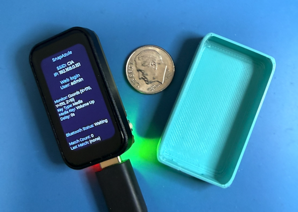 SnapAzule touch device on a blue surface